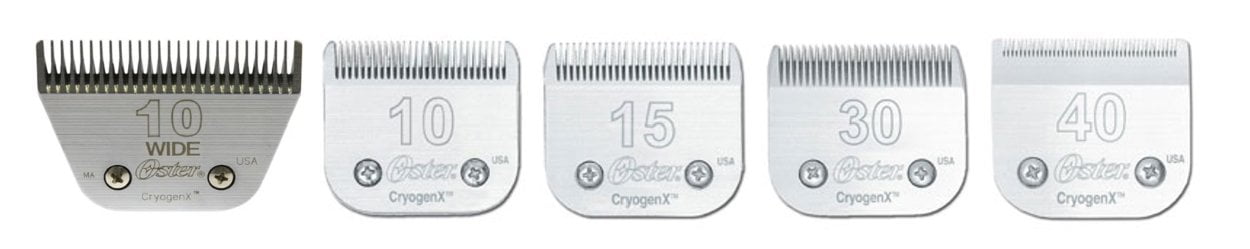 Different blade sizes for horse clippers