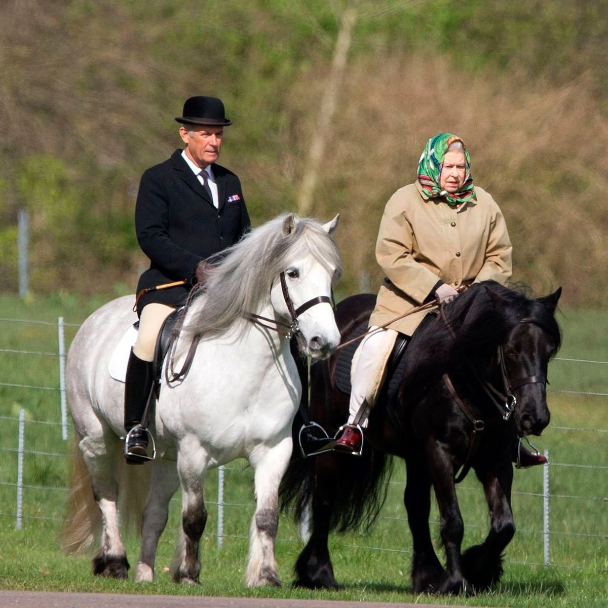 The queen riding her fell pony